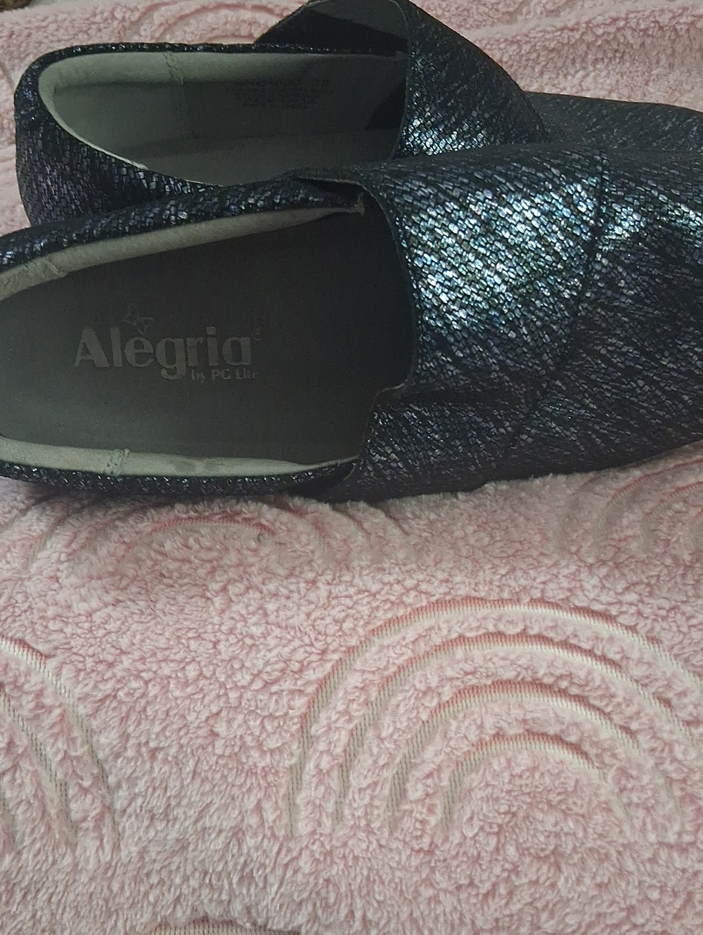 Alegria Metallic Blue Slip-On Loafers